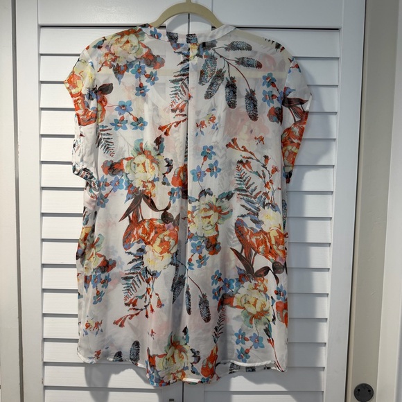 Daniel Rainn Floral Pleated Blouse White Multicolor Size XXL - Picture 11 of 16